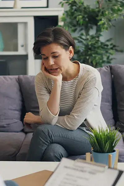woman-in-therapy-session A woman in therapy for depression